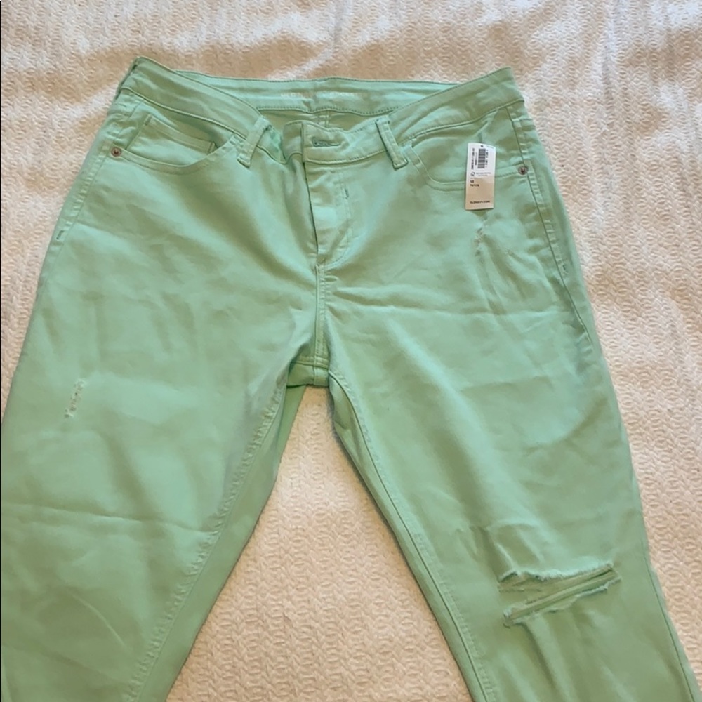 Mint Green Distressed Jeans NWT